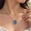 Emerald Cut Blue Gemstone Necklace, Silver Solitaire Pendant, Dainty Statement Jewelry, Bridal Wedding Necklace, Anniversary Gift for Her