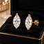 Marquise Diamond Stud Earrings, 14K Solid Gold Solitaire Studs, Minimalist Bridal Jewelry, Anniversary Gift
