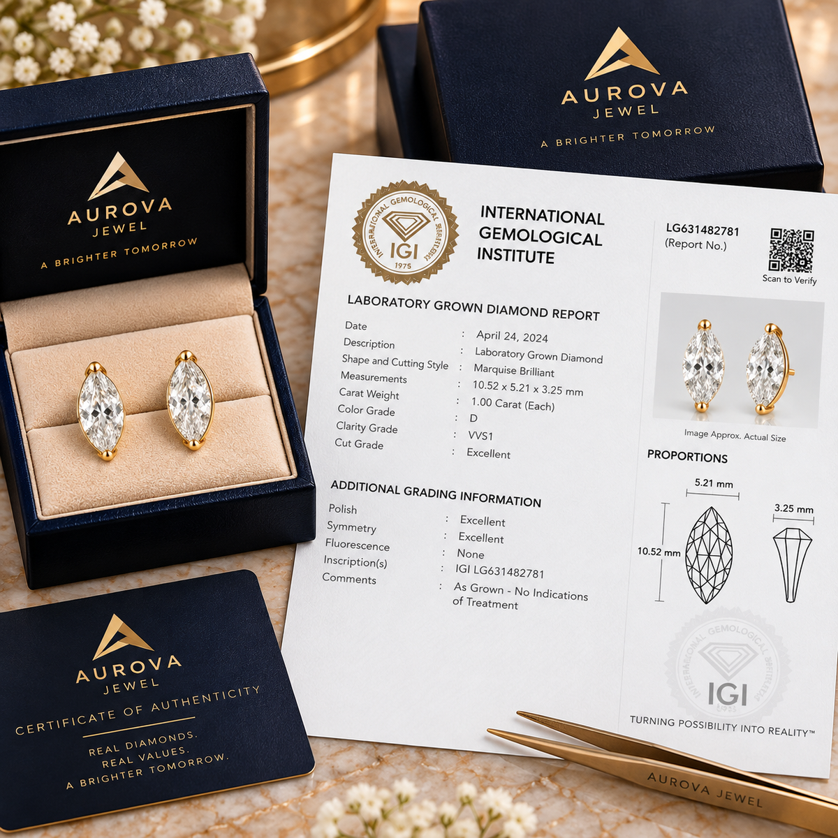 Marquise Diamond Stud Earrings, 14K Solid Gold Solitaire Studs, Minimalist Bridal Jewelry, Anniversary Gift