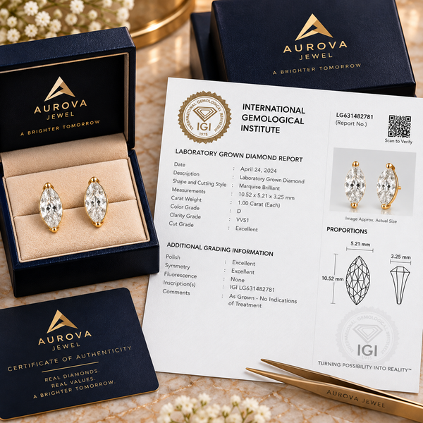 Marquise Diamond Stud Earrings, 14K Solid Gold Solitaire Studs, Minimalist Bridal Jewelry, Anniversary Gift