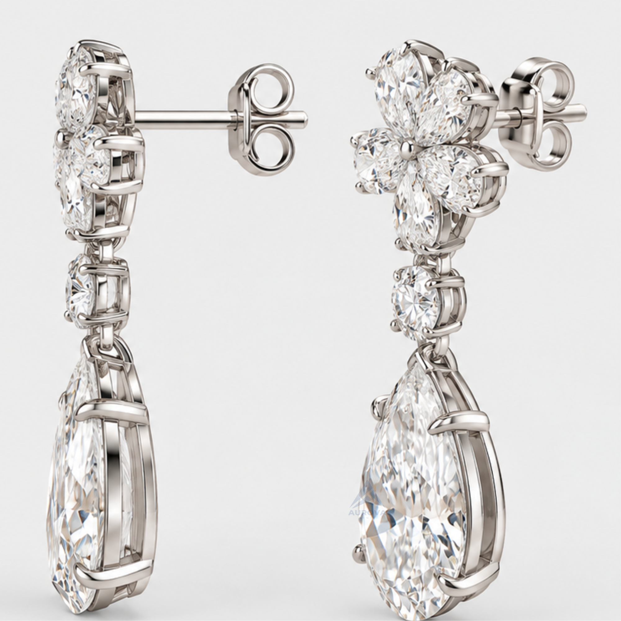 Elegant Floral Crystal Drop Earrings for Women – Luxury Teardrop Diamond-Look Earrings Secondary image