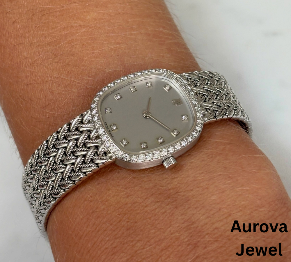 Diamond Bezel Watch | Luxury Diamond Dress Watch | Swiss Style Diamond Watch