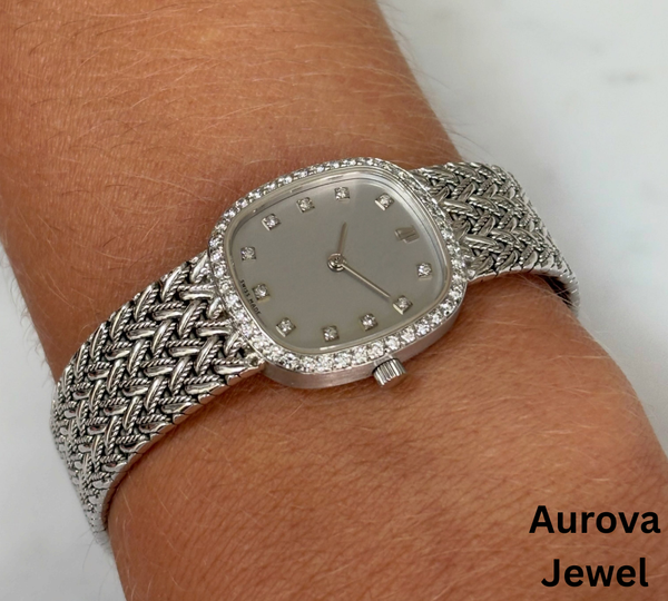Diamond Bezel Watch | Luxury Diamond Dress Watch | Swiss Style Diamond Watch