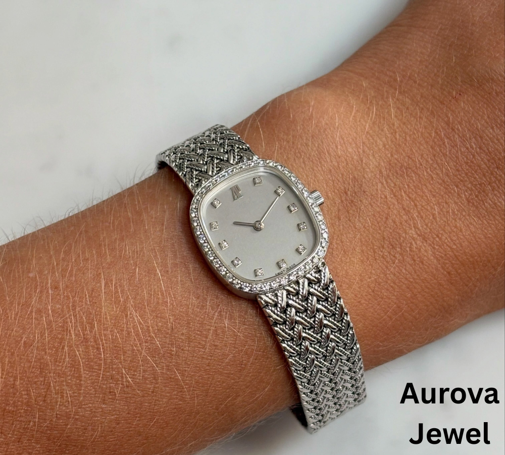 Diamond Bezel Watch | Luxury Diamond Dress Watch | Swiss Style Diamond Watch Main image