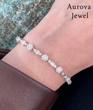 Round & Baguette Diamond Fashion Bracelet | Luxury Gold Bracelet Secondary image