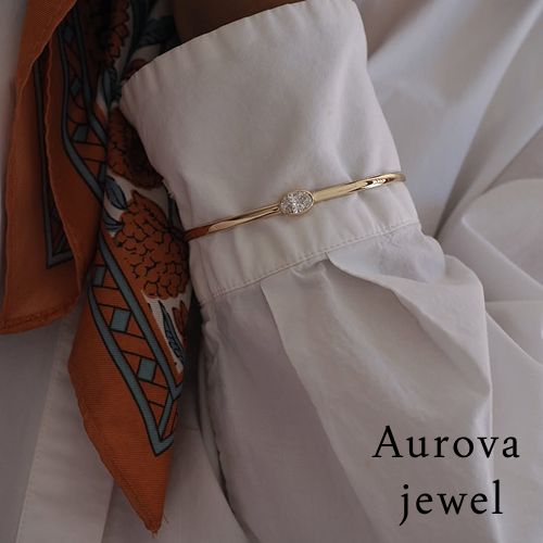 Bezel Solitaire Diamond Bangle in 14K Yellow Gold | Lab-Grown Diamond Bracelet Main image