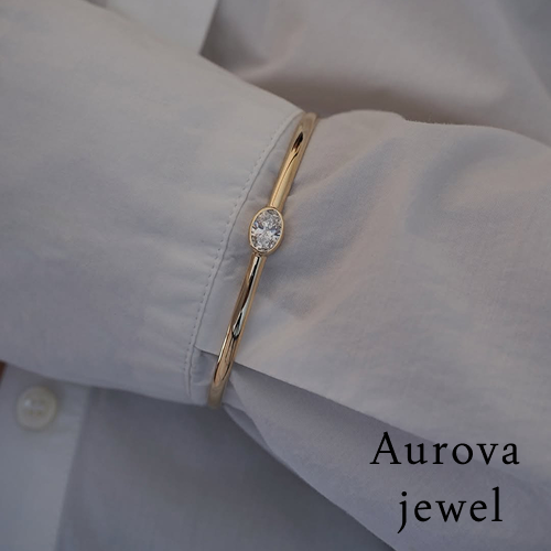 Bezel Solitaire Diamond Bangle in 14K Yellow Gold | Lab-Grown Diamond Bracelet