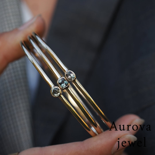 Diamond Bangle Bracelet | Minimalist Gold Diamond Bangle | 14K Gold Bracelet