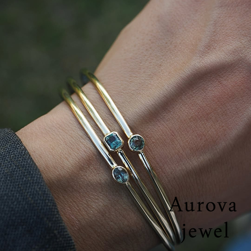 Diamond Bangle Bracelet | Minimalist Gold Diamond Bangle | 14K Gold Bracelet