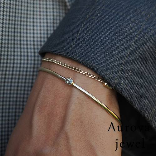 Diamond Bangle Bracelet | Minimalist Gold Diamond Bangle | 14K Gold Bracelet Secondary image