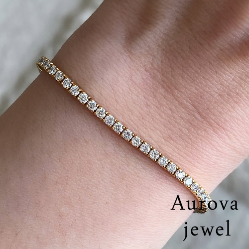 Round Diamond Tennis Bracelet in 14K Yellow Gold | Lab-Grown Diamond Bracelet Main image