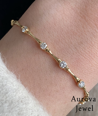 Bezel Station Diamond Bracelet in 14K Yellow Gold | Lab-Grown Diamond Bracelet Secondary image