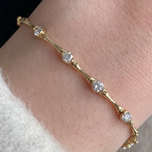 Bezel Station Diamond Bracelet in 14K Yellow Gold | Lab-Grown Diamond Bracelet