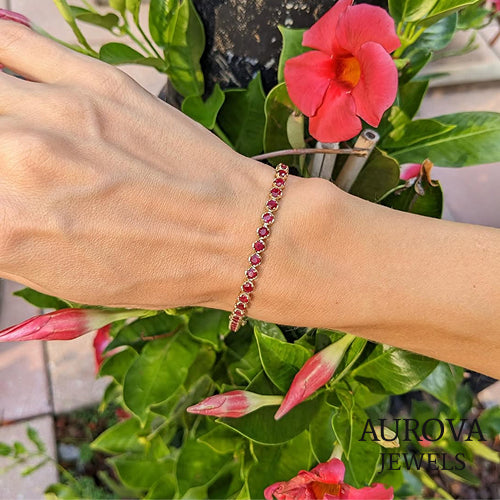 Ruby Tennis Bracelet in 14K Yellow Gold | Lab-Grown Ruby Bracelet