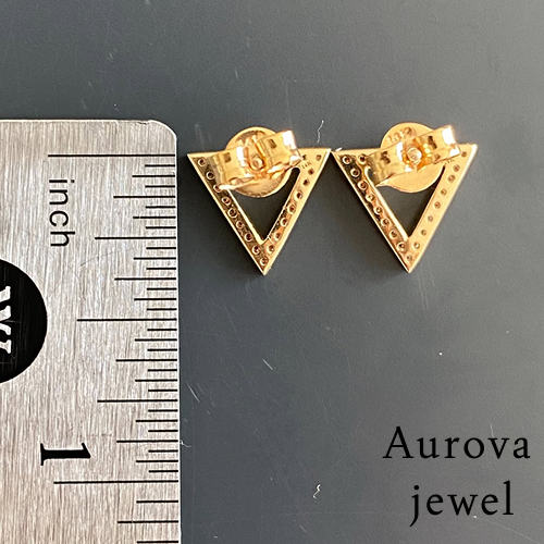 Triangle Diamond Stud Earrings | Geometric Gold Earrings
