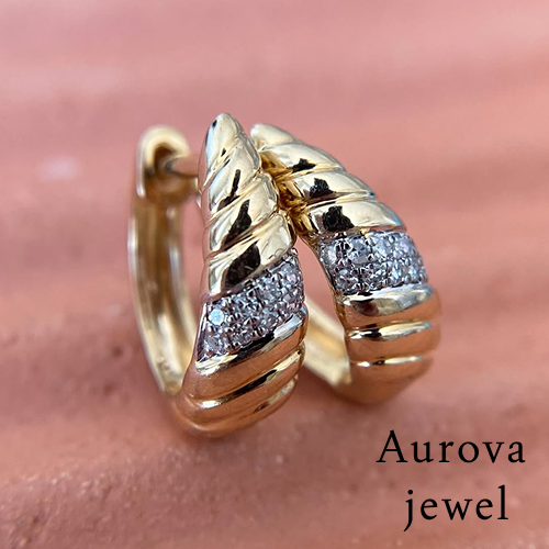 Diamond Huggie Hoop Earrings | Pavé Gold Diamond Hoops Secondary image