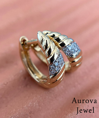 Diamond Huggie Hoop Earrings | Pavé Gold Diamond Hoops