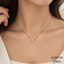 Oval Cut Solitaire Necklace, Silver Gemstone Pendant, Dainty Bridal Jewelry, Minimalist Wedding Necklace, Anniversary Gift for Her