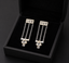 Diamond Chain Drop Earrings | Geometric Gold Dangle Earrings