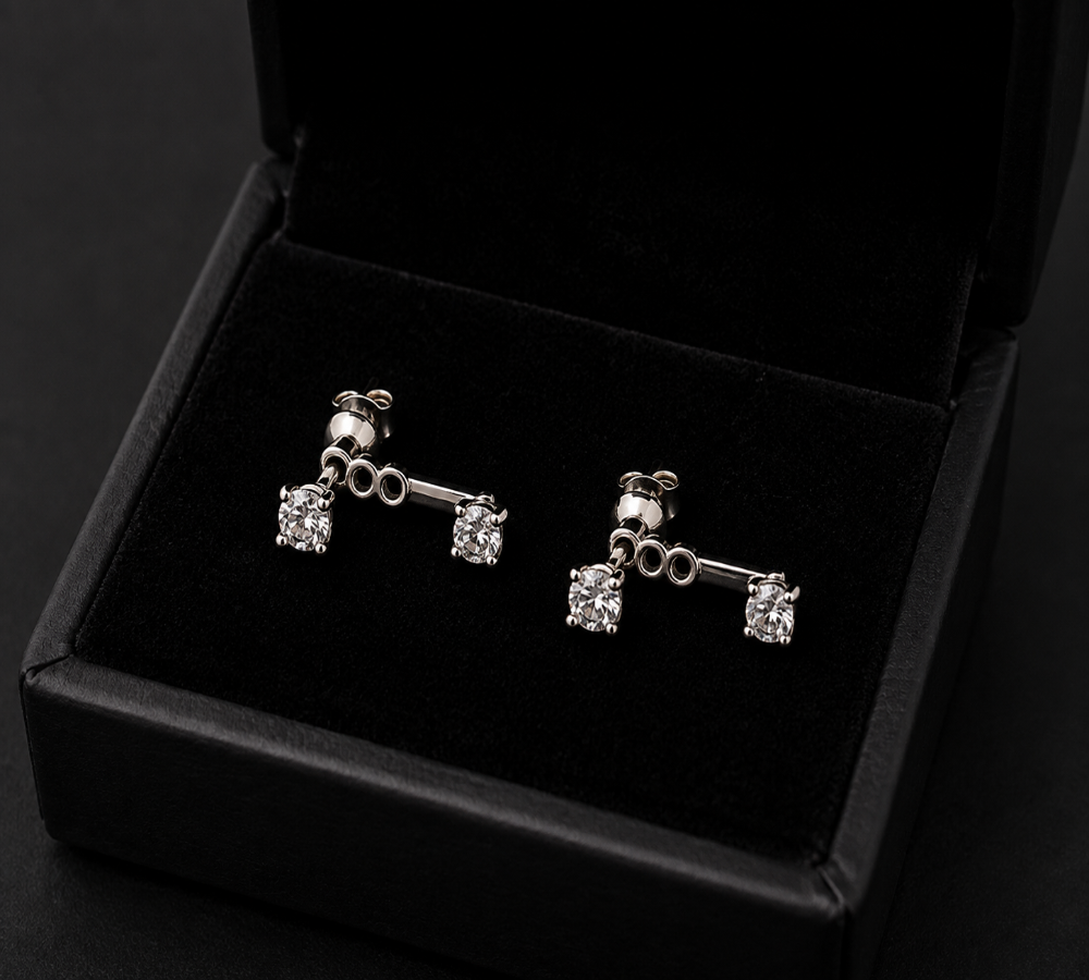 Diamond Jacket Earrings | Round Diamond Ear Jacket Earrings | 14K Gold Fine Jewelry Main image