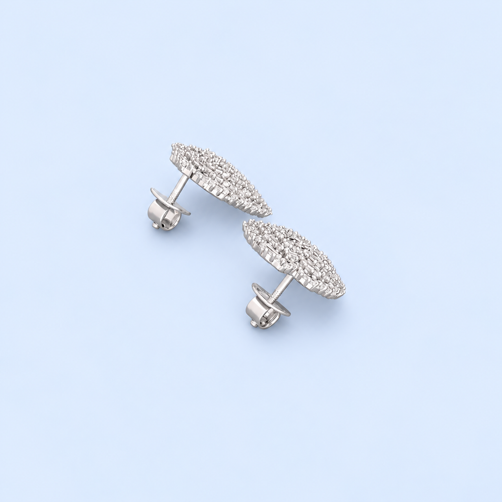 Elegant Baguette Cut Diamond-Style Stud Earrings for Women | Luxury Heart-Shaped Knot Design with Sparkling Baguette and Round Cut Stones