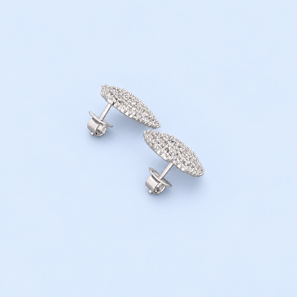 Elegant Baguette Cut Diamond-Style Stud Earrings for Women | Luxury Heart-Shaped Knot Design with Sparkling Baguette and Round Cut Stones