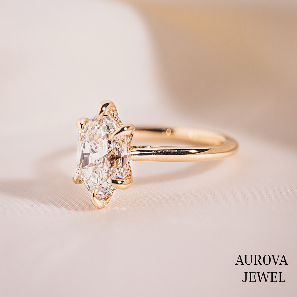 Marquise Diamond Engagement Ring, 14K Solid Gold Solitaire Ring, Minimalist Diamond Ring, Unique Bridal Ring, Anniversary Gift for Her