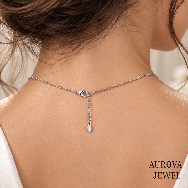 Asscher Cut Solitaire Necklace, Silver Square Pendant, Dainty White Gemstone Necklace, Minimalist Bridal Jewelry Gift for Her