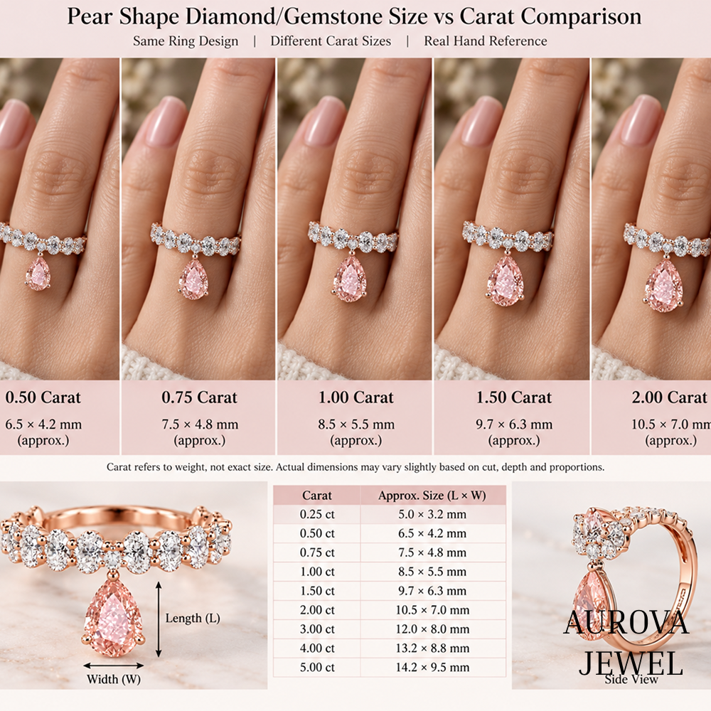 Pink Pear Diamond Ring, 14K Solid Gold Dangle Ring, Oval & Round Stones, Unique Bridal Jewelry, Anniversary Gift for Her