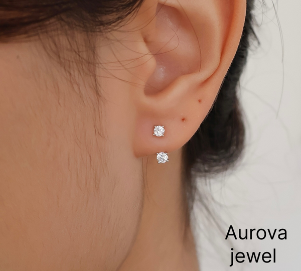 Diamond Jacket Earrings | Round Diamond Ear Jacket Earrings | 14K Gold Fine Jewelry