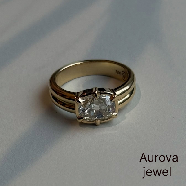 Round Cut Diamond Split Shank Ring | Gold Engagement Ring | Aurova Jewel
