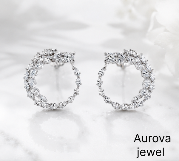 Diamond Circle Hoop Earrings | Elegant Floral Diamond Drop Earrings