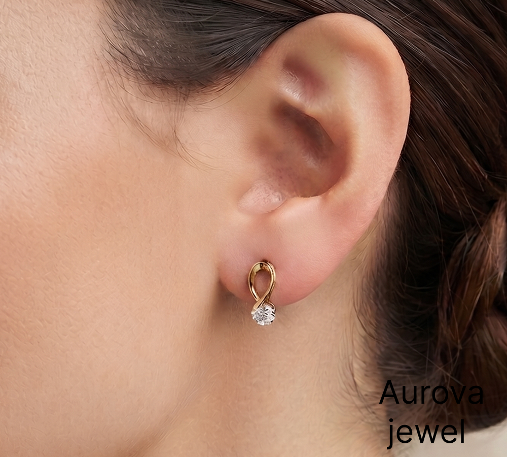Diamond Loop Stud Earrings | Elegant Gold Teardrop Diamond Earrings Secondary image