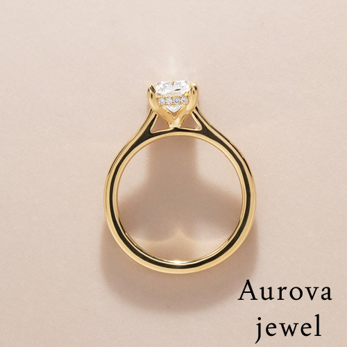 Radiant Cut Solitaire Diamond Engagement Ring in 14K Yellow Gold