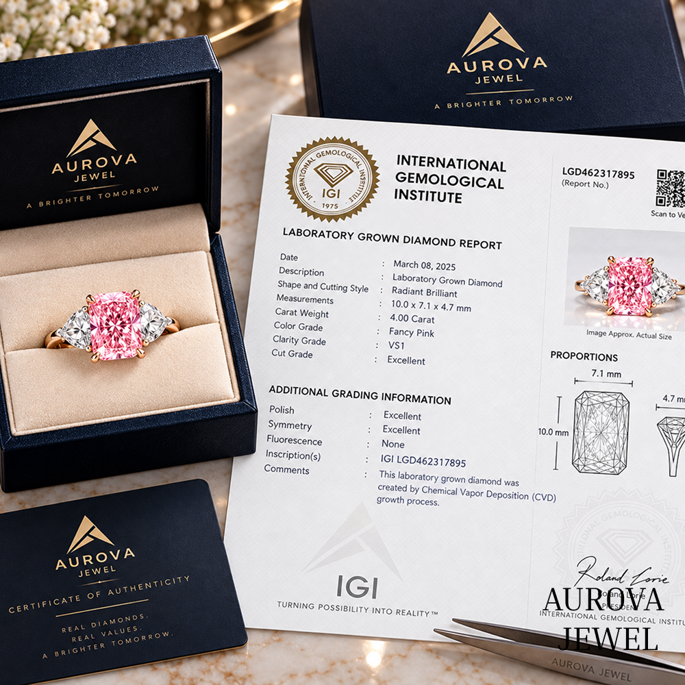 Pink Radiant Cut Engagement Ring, Three Stone Diamond Ring, Pear Side Stones, Unique Bridal Gift for Her