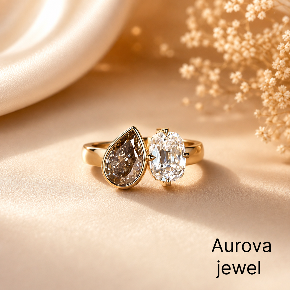 Pear & Oval Toi et Moi Diamond Ring | Two Stone Yellow Gold Ring