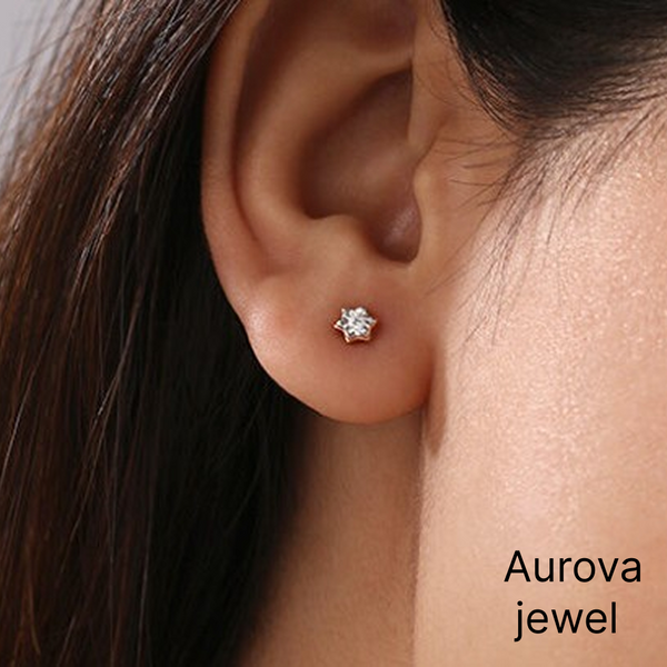 Diamond Star Stud Earrings | Two-Tone Gold Floral Earrings