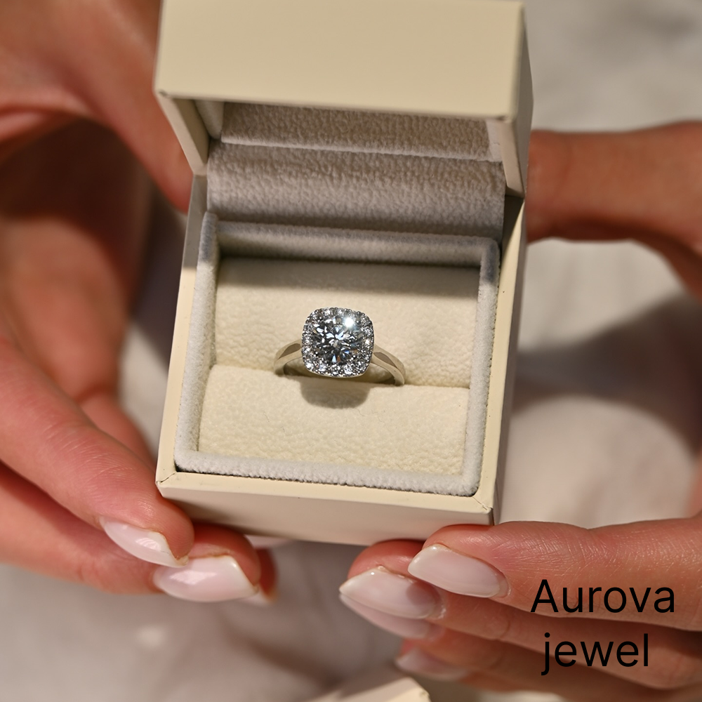 Round Cut Diamond Halo Engagement Ring | Aurova Jewel