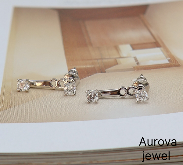 Diamond Jacket Earrings | Round Diamond Ear Jacket Earrings | 14K Gold Fine Jewelry
