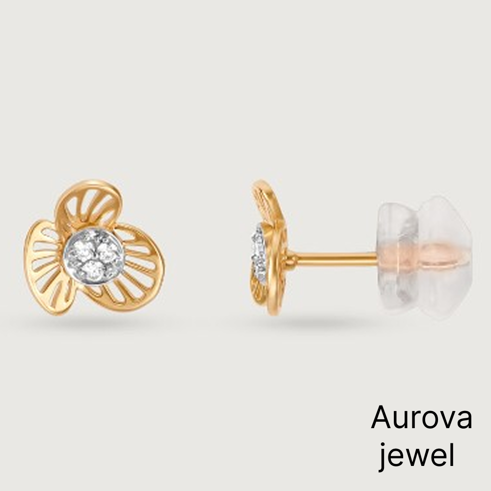 Gold Flower Diamond Stud Earrings | Floral Diamond Earrings