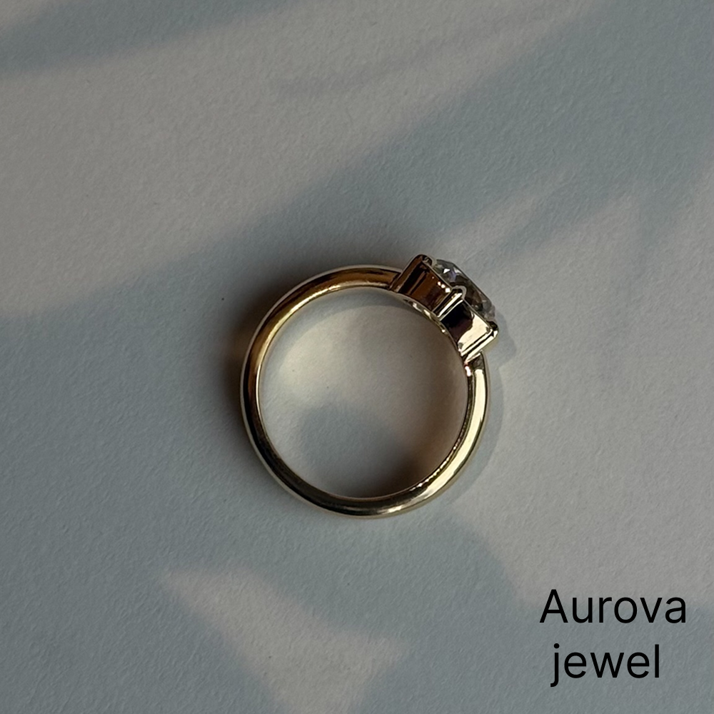 Round Cut Diamond Split Shank Ring | Gold Engagement Ring | Aurova Jewel