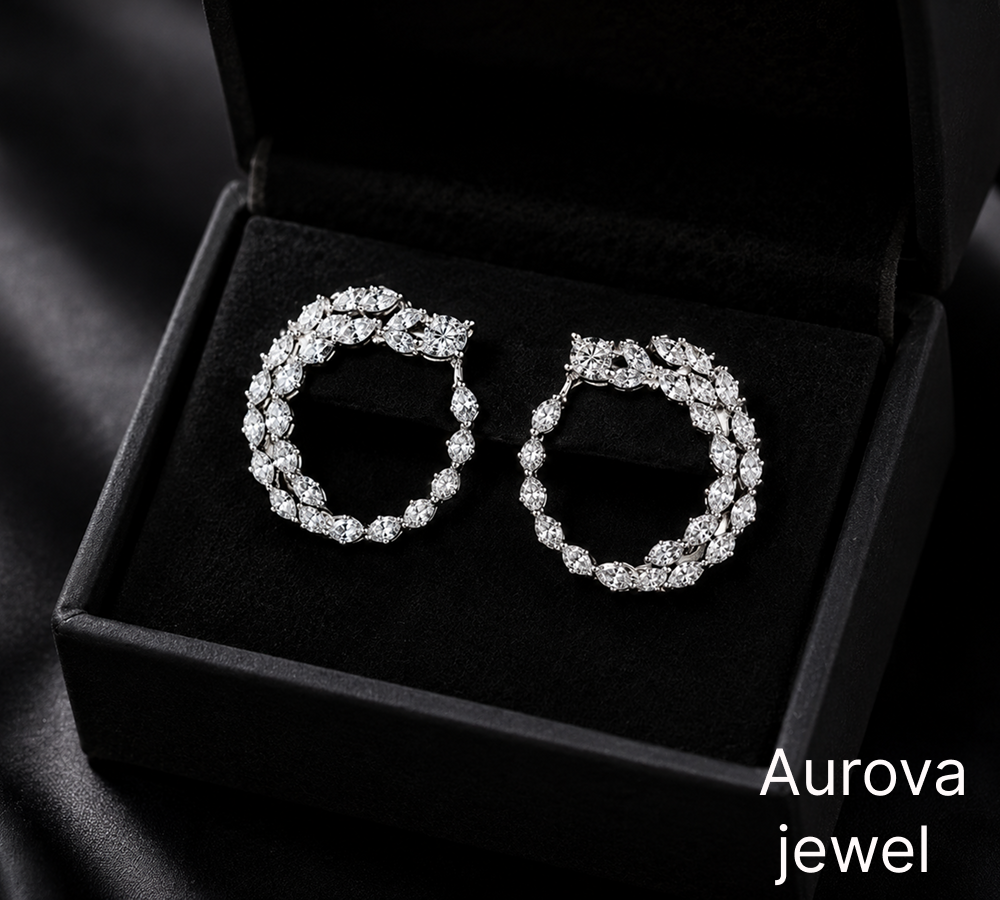Diamond Circle Hoop Earrings | Elegant Floral Diamond Drop Earrings