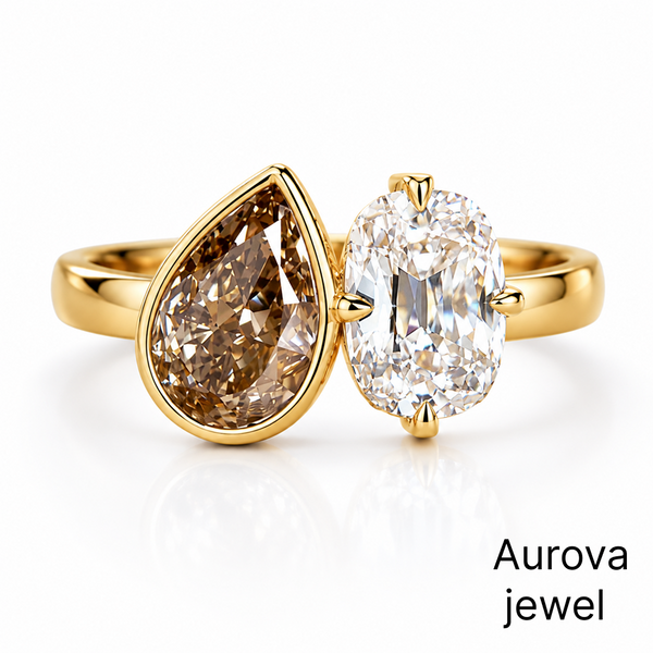 Pear & Oval Toi et Moi Diamond Ring | Two Stone Yellow Gold Ring