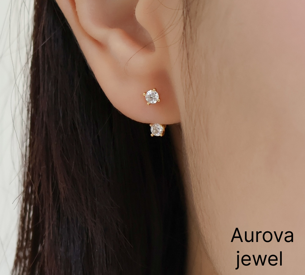 Diamond Jacket Earrings | Round Diamond Ear Jacket Earrings | 14K Gold Fine Jewelry Secondary image
