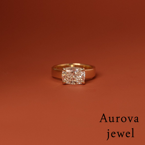 Cushion Cut Solitaire Diamond Ring in 14K Yellow Gold Main image