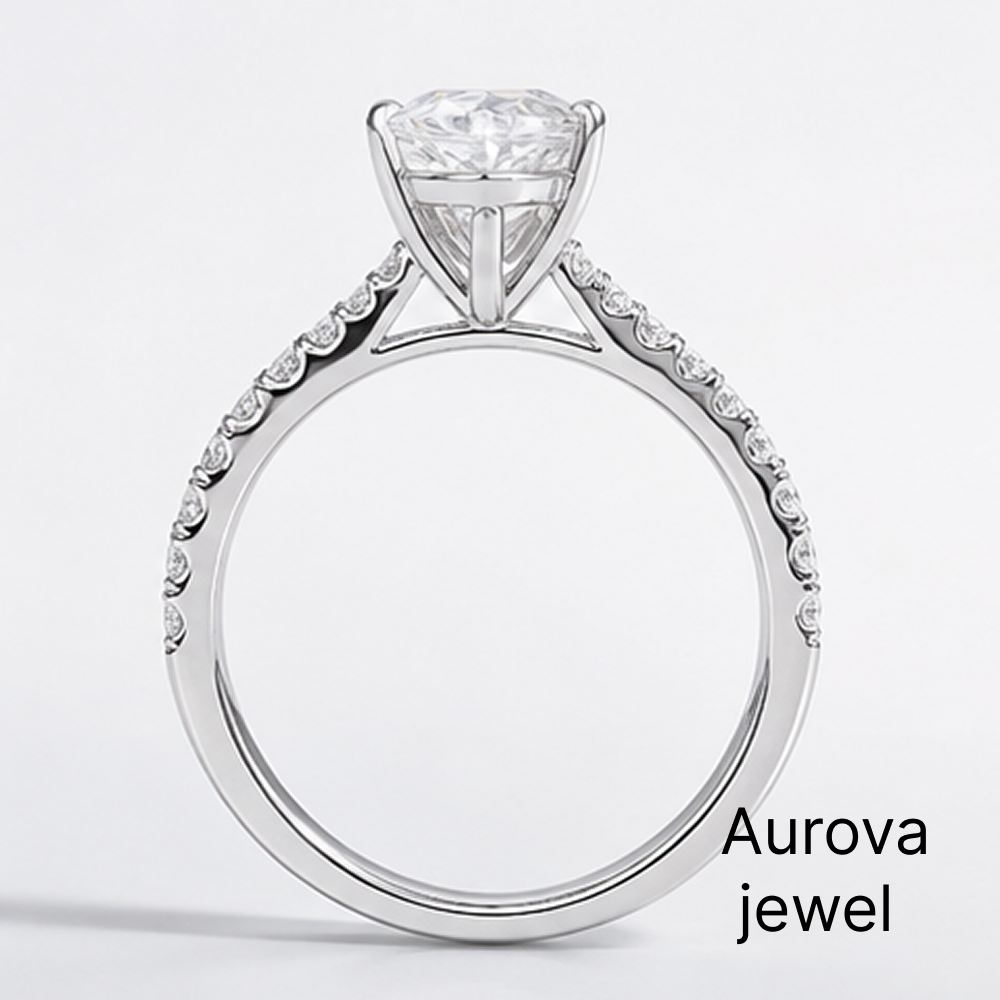 Pear Cut Diamond Engagement Ring | Elegant Halo Pavé Diamond Ring
