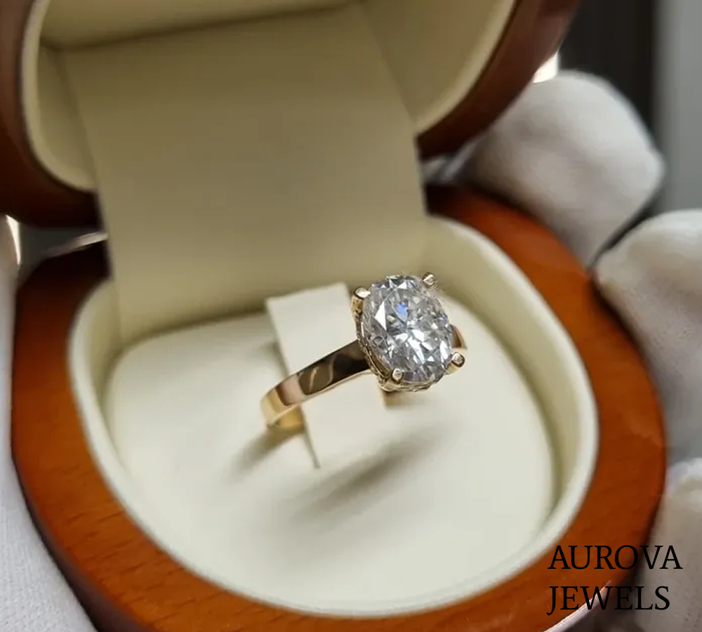 Oval Cut Solitaire Diamond Engagement Ring | Classic Gold Ring Main image