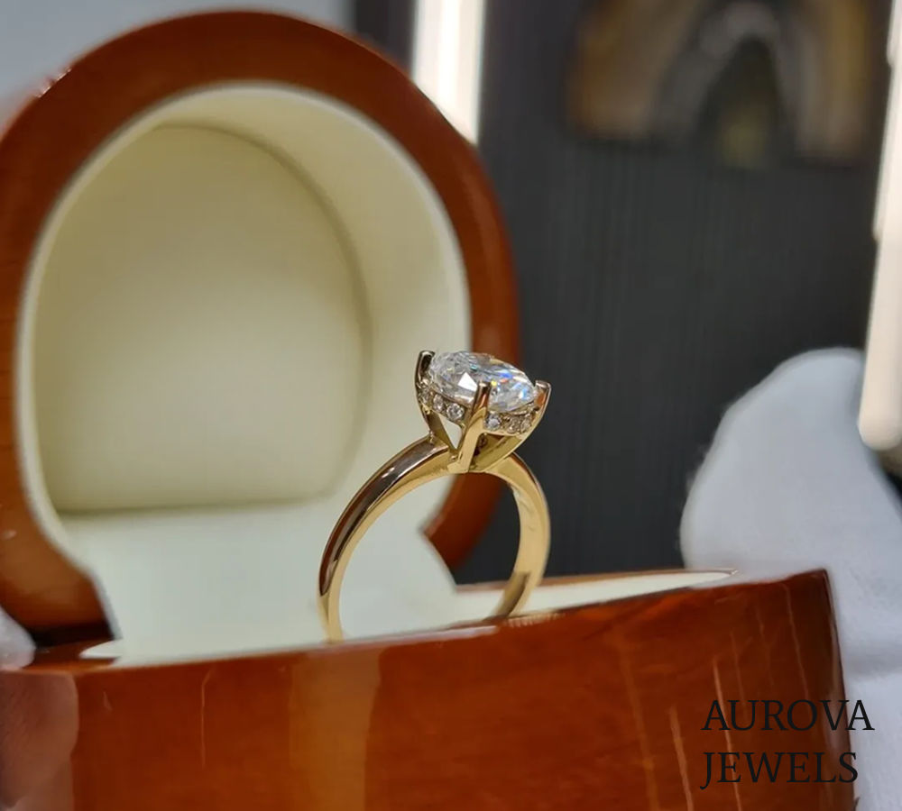 Oval Cut Solitaire Diamond Engagement Ring | Classic Gold Ring Secondary image