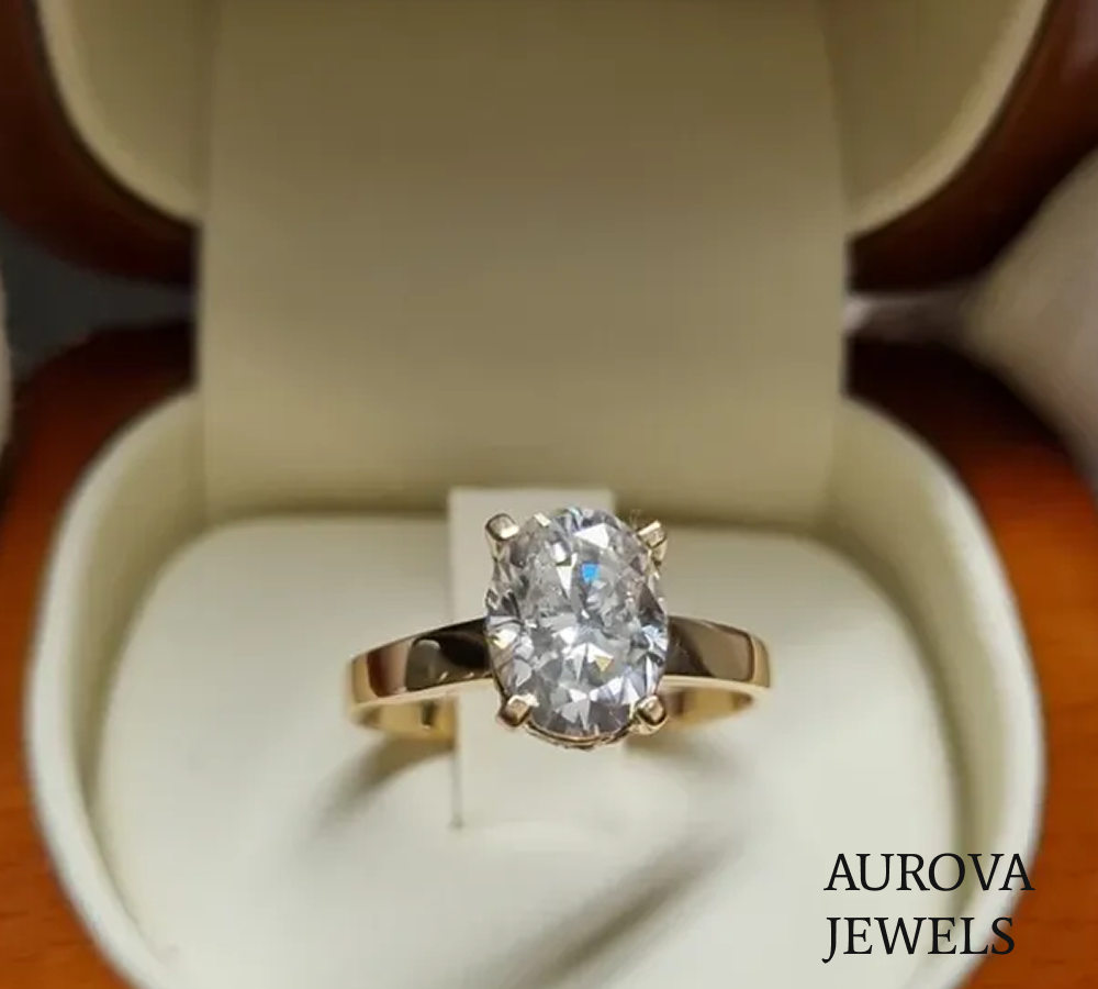 Oval Cut Solitaire Diamond Engagement Ring | Classic Gold Ring