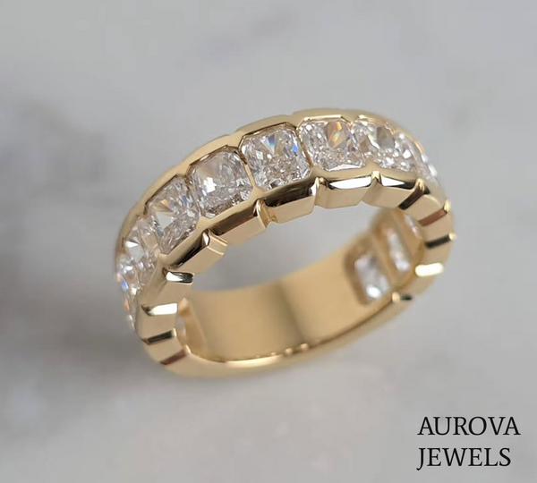 Emerald Cut Diamond Eternity Band | Gold Wedding Ring